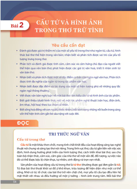 BÀI 2: CÂU TỪ VÀ HÌNH ẢNH TRONG THƠ TRỮ TÌNH