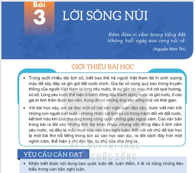 Bài 3: LỜI SÔNG NÚI