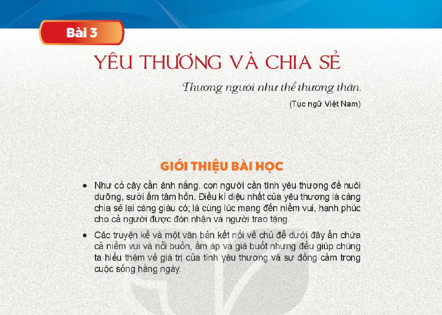 BÀI 3: YÊU THƯƠNG VÀ CHIA SẺ