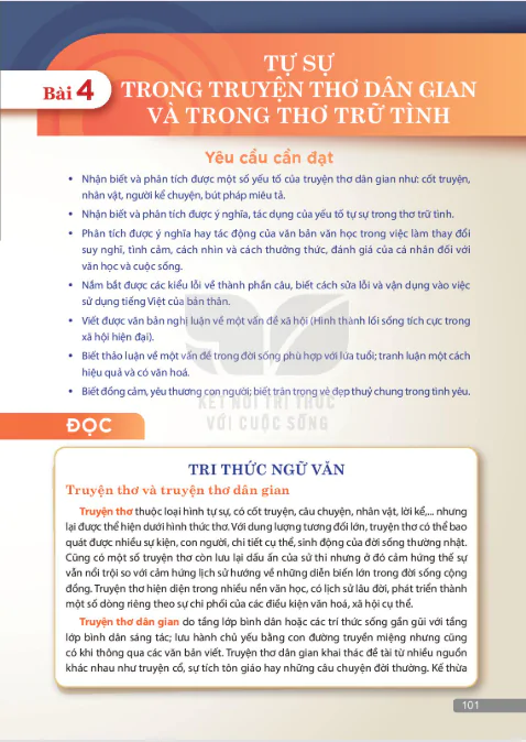 BÀI 4: TỰ SỰ TRONG TRUYỆN THƠ DÂN GIAN VÀ TRONG THƠ TRỮ TÌNH