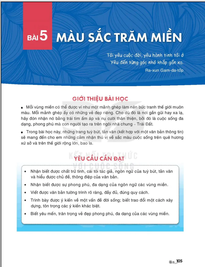 BÀI 5: MÀU SẮC TRĂM MIỀN