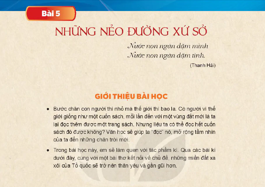 BÀI 5: NHỮNG NẺO ĐƯỜNG XỨ SỞ