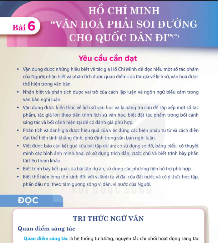 Bài 6: Hồ Chí Minh “Văn Hóa Phải Soi Đường Cho Quốc Dân Đi