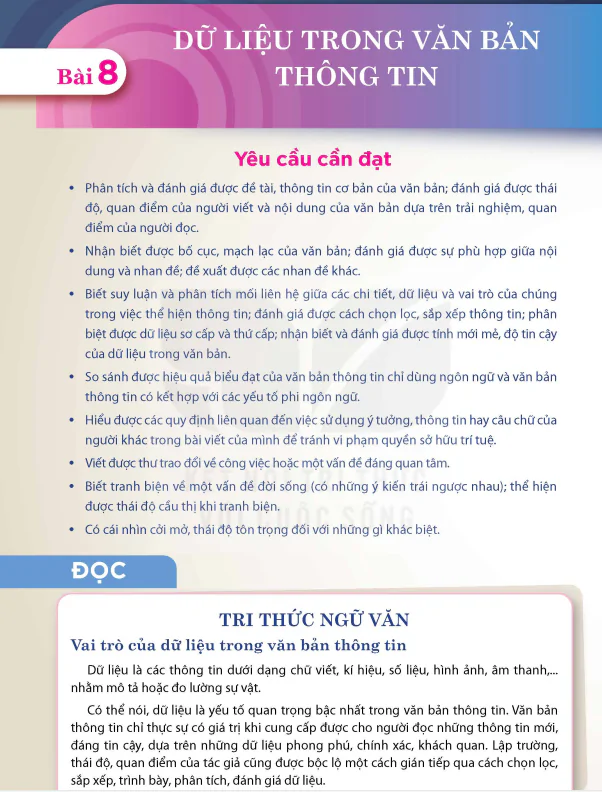 Bài 8: Dữ Liệu Trong Văn Bản Thông Tin