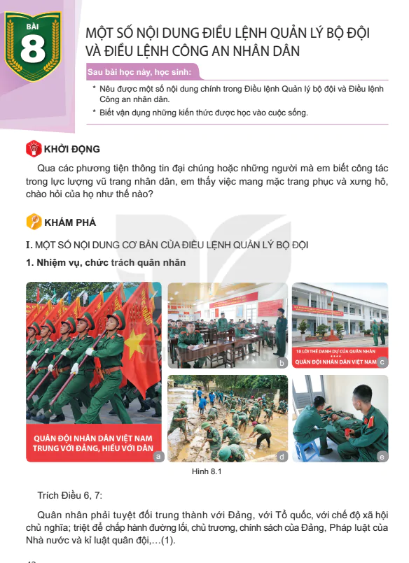 Bài 8: Một Số Nội Dung Điều Lệnh Quản Lý Bộ Đội Và Điều Lệnh Công An Nhân Dân
