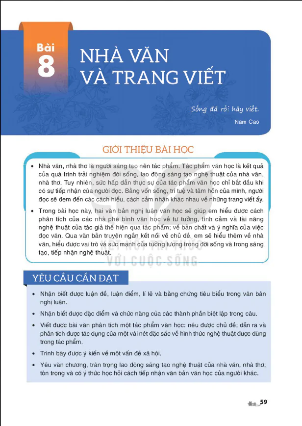 Bài 8: NHÀ VĂN VÀ TRANG VIẾT