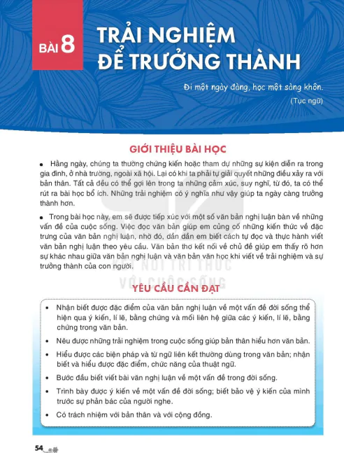 Bài 8: Trải nghiệm để trưởng thành