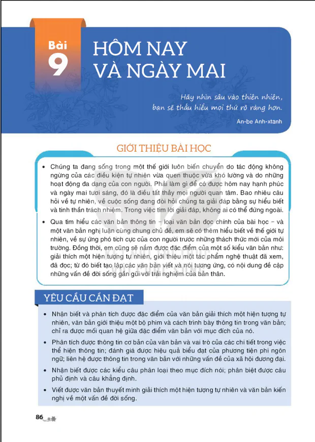 Bài 9:HÔM NAY VÀ NGÀY MAI