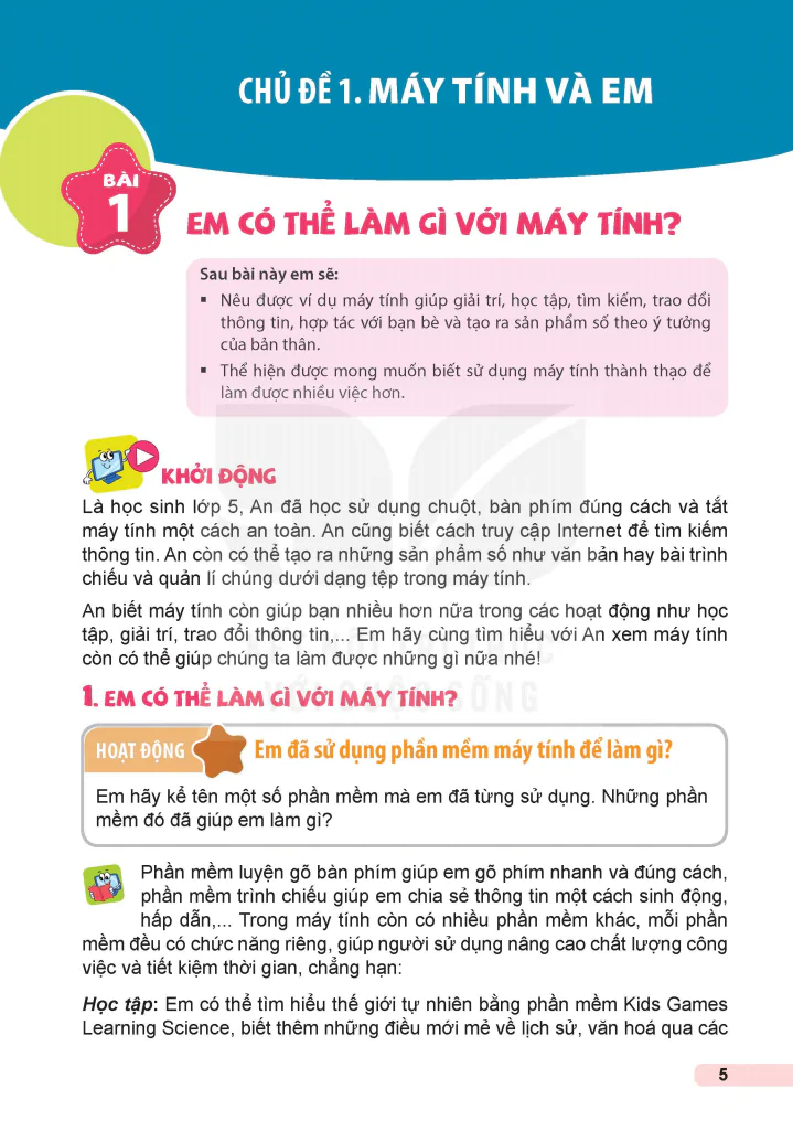 Chủ Đề 1: Máy Tính Và Em