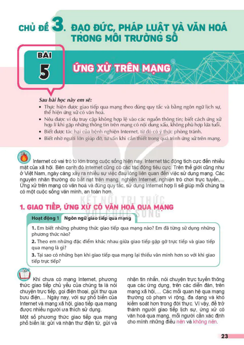 Chủ đề 3: Đạo đức, pháp luận và văn hóa trong môi tường số 