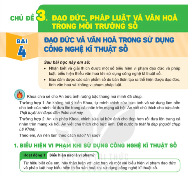 Chủ đề 3: Đạo đức, pháp luật và văn hóa trong môi trường số