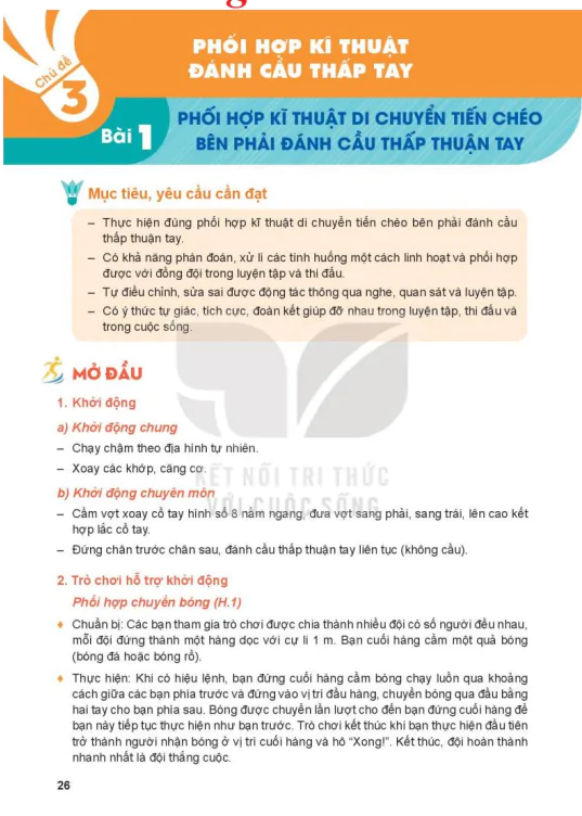 Chủ đề 3: Phối hợp kĩ thuật đánh cầu thấp tay