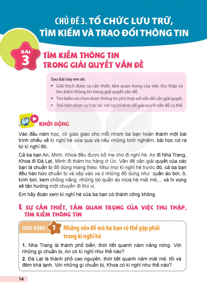 Chủ Đề 3: Tổ Chức Lưu Trữ, Tìm Kiếm Và Trao Đổi Thông Tin