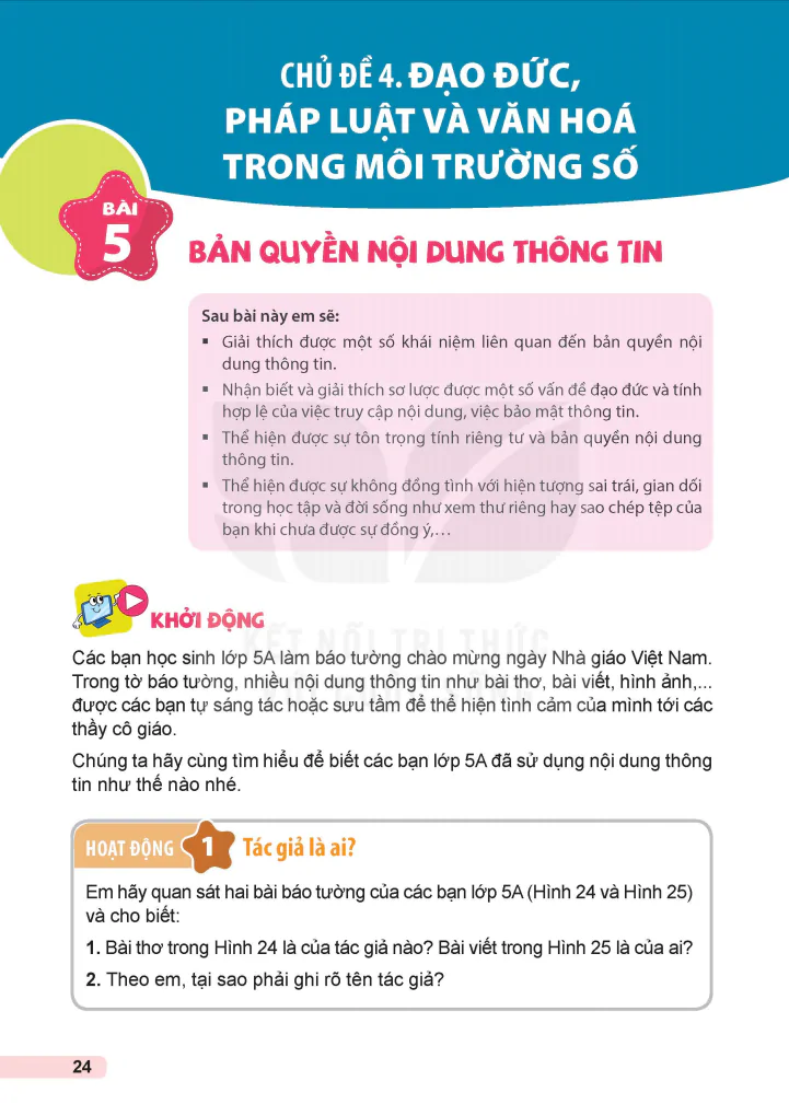 Chủ Đề 4: Đạo Đức, Pháp Luật Và Văn Hóa Trong Môi Trường Số