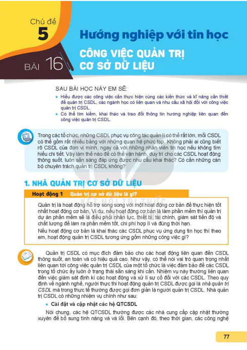 Chủ đề 5: HƯỚNG NGHIỆP VỚI TIN HỌC