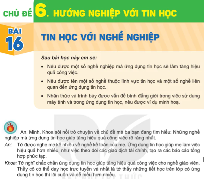 Chủ đề 6: Hướng nghiệp với tin học