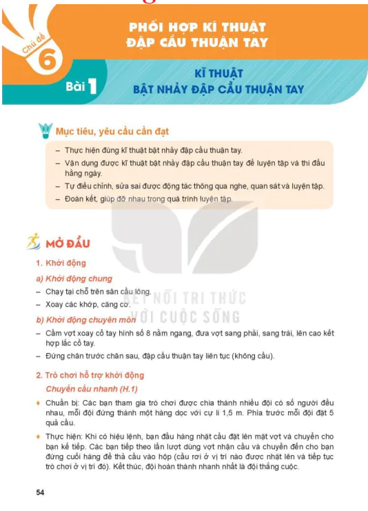 Chủ đề 6: Phối hợp kĩ thuật đập cầu thuận tay