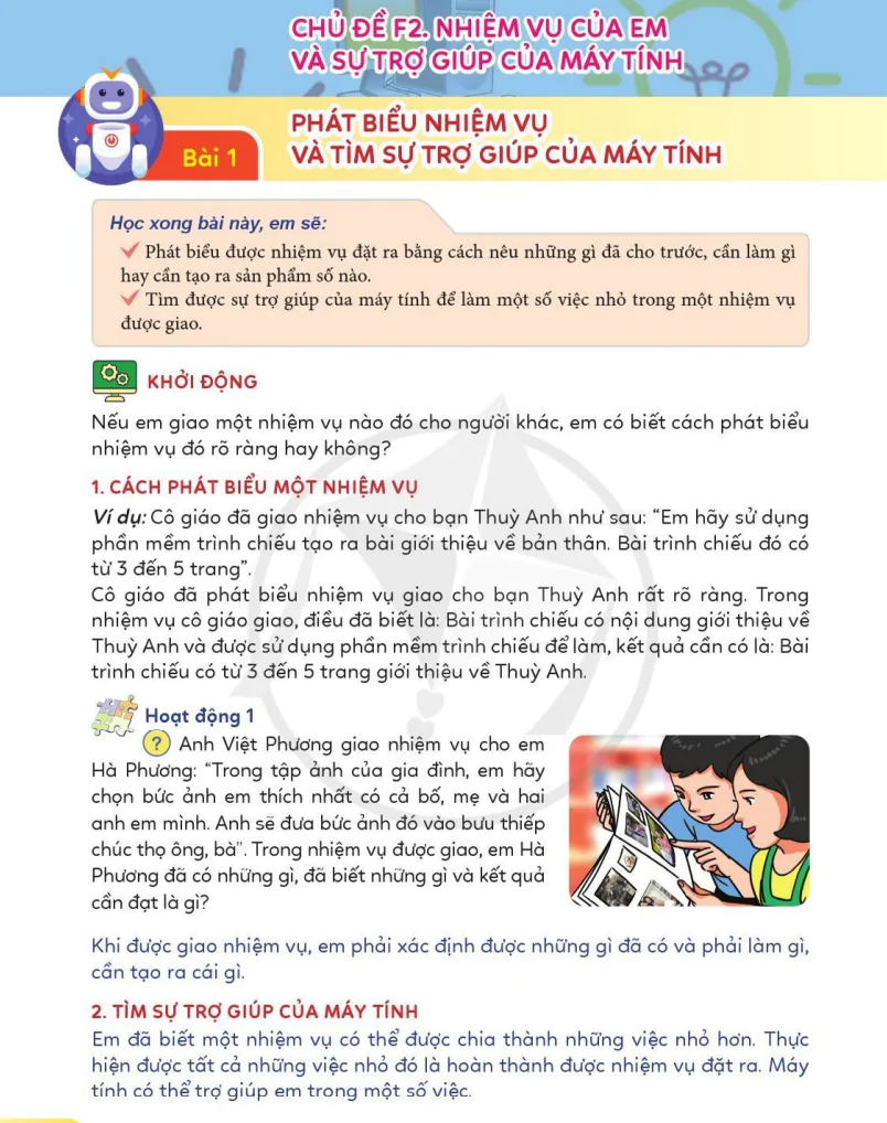 Chủ Đề F2: Nhiệm Vụ Của Em Và Sự Trợ Giúp Của Máy Tính