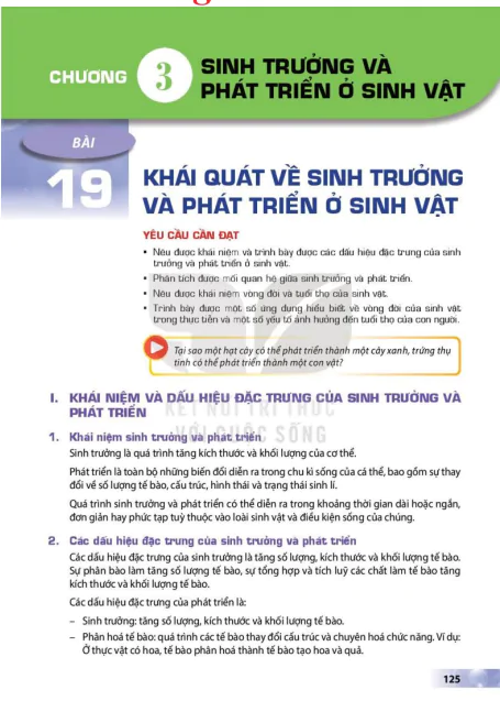 CHƯƠNG 3: SINH TRƯỞNG VÀ PHÁT TRIỂN Ở SINH VẬT