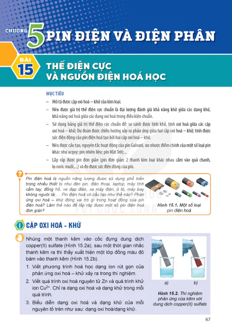 CHƯƠNG 5: PIN ĐIỆN VÀ ĐIỆN PHÂN