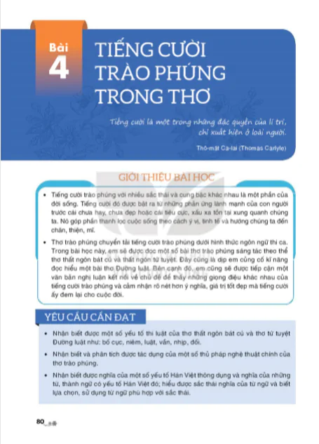 Bài 4 :  TIẾNG CƯỜI TRÀO PHÚNG TRONG THƠ