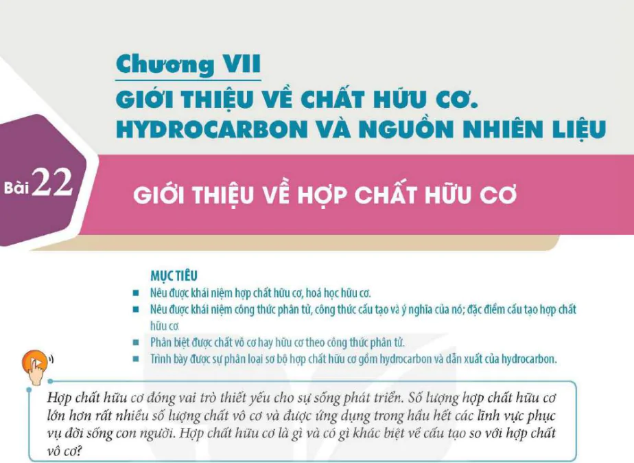 Chương VII. GIỚI THIỆU VỀ CHẤT HỮU CƠ. HYDROCARBON VÀ NGUỒN NHIÊN LIỆU