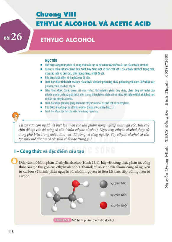 Chương VIII. ETHYLIC ALCOHOL VÀ ACETIC ACID