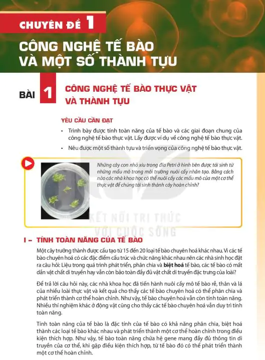 Chuyên Đề 1: Công Nghệ Tế Bào Và Một Số Thành Tựu