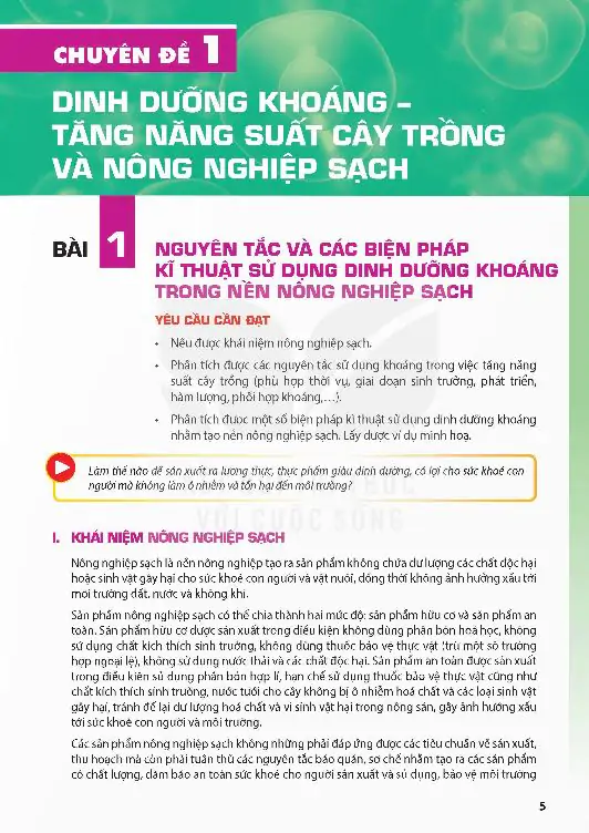 Chuyên Đề 1: Dinh Dưỡng Khoáng - Tăng Năng Suất Cây Trồng Và Nông Nghiệp Sạch