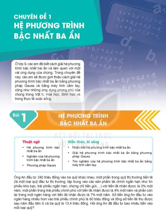 Chuyên Đề 1: Hệ Phương Trình Bậc Nhất Ba Ẩn 