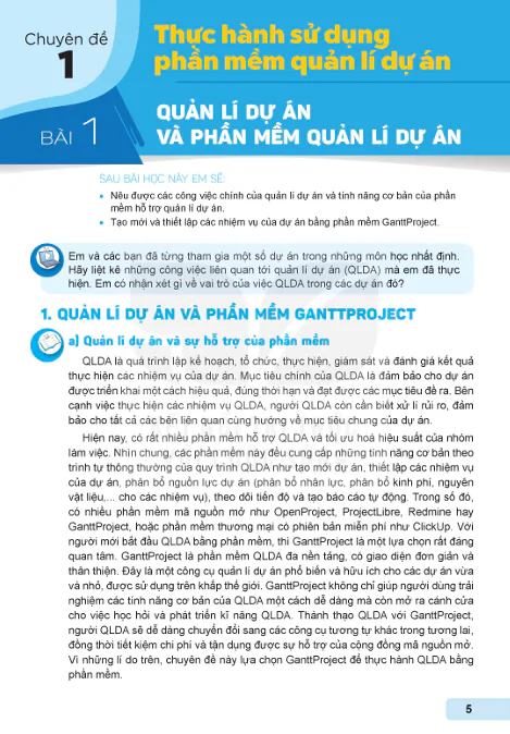 Chuyên đề 1: THỰC HÀNH SỬ DỤNG PHẦN MỀM QUẢN LÍ DỰ ÁN