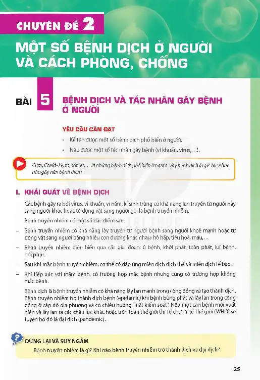 Chuyên Đề 2: Một Số Bệnh Dịch Ở Người Và Cách Phòng, Chống
