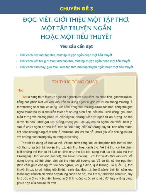 Chuyên Đề 3: Đọc, Viết, Giới Thiệu Một Tập Truyện Ngắn Hoặc Một Tiểu Thuyết