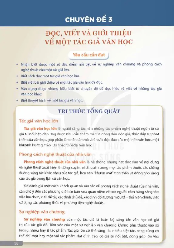 Chuyên Đề 3: Đọc, Viết Và Giới Thiệu Về Một Tác Giả Văn Học