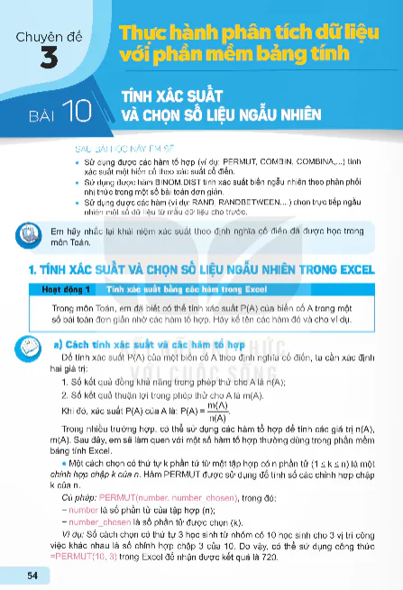Chuyên Đề 3: Thực Hành Phân Tích Dữ Liệu Với Phần Mềm Bảng Tính