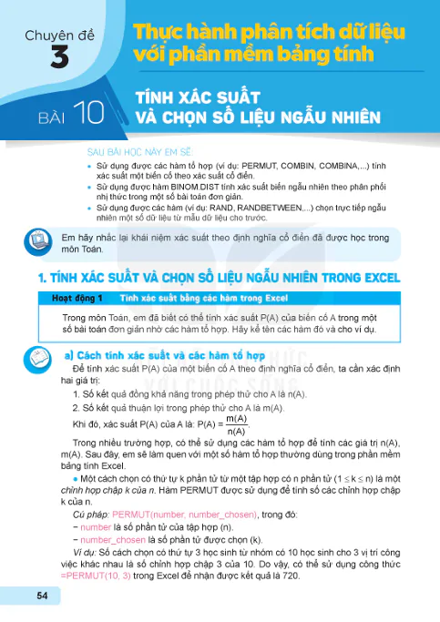 Chuyên đề 3: Thực hành phân tích dữ liệu với phần mềm bảng tính
