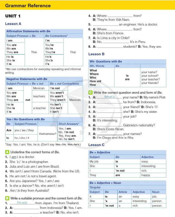 Grammar reference