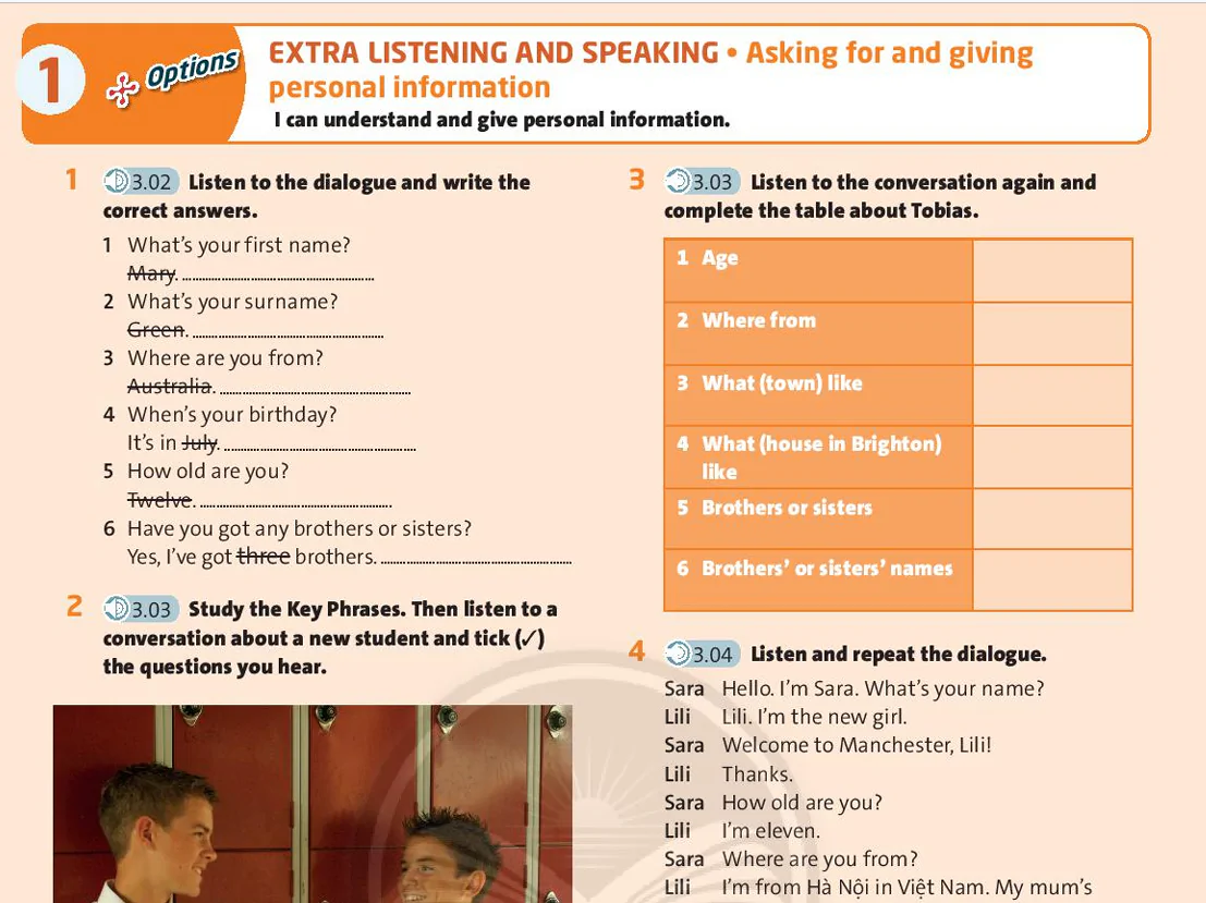 Options: Extra Listening And Speaking