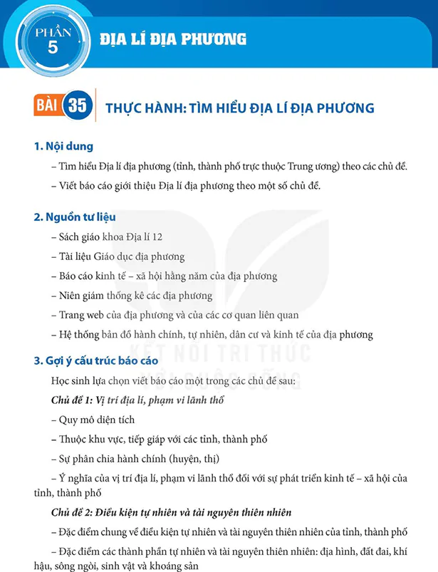 PHẦN 5: ĐỊA LÍ ĐỊA PHƯƠNG