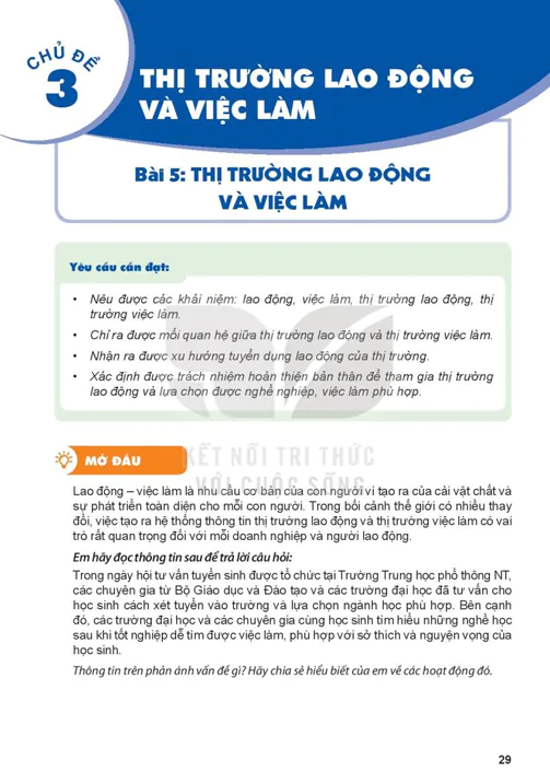 PHẦN MỘT - CHỦ ĐỀ 3: THỊ TRƯỜNG LAO ĐỘNG VÀ VIỆC LÀM