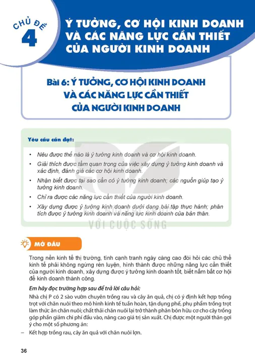 PHẦN MỘT - CHỦ ĐỀ 4: Ý TƯỞNG, CƠ HỘI KINH DOANH VÀ CÁC NĂNG LỰC CẦN THIẾT CỦA NGƯỜI KINH DOANH