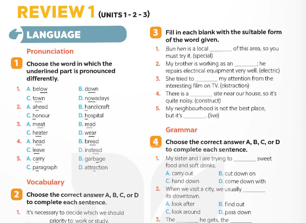 Review 1 (Units 1-2-3)