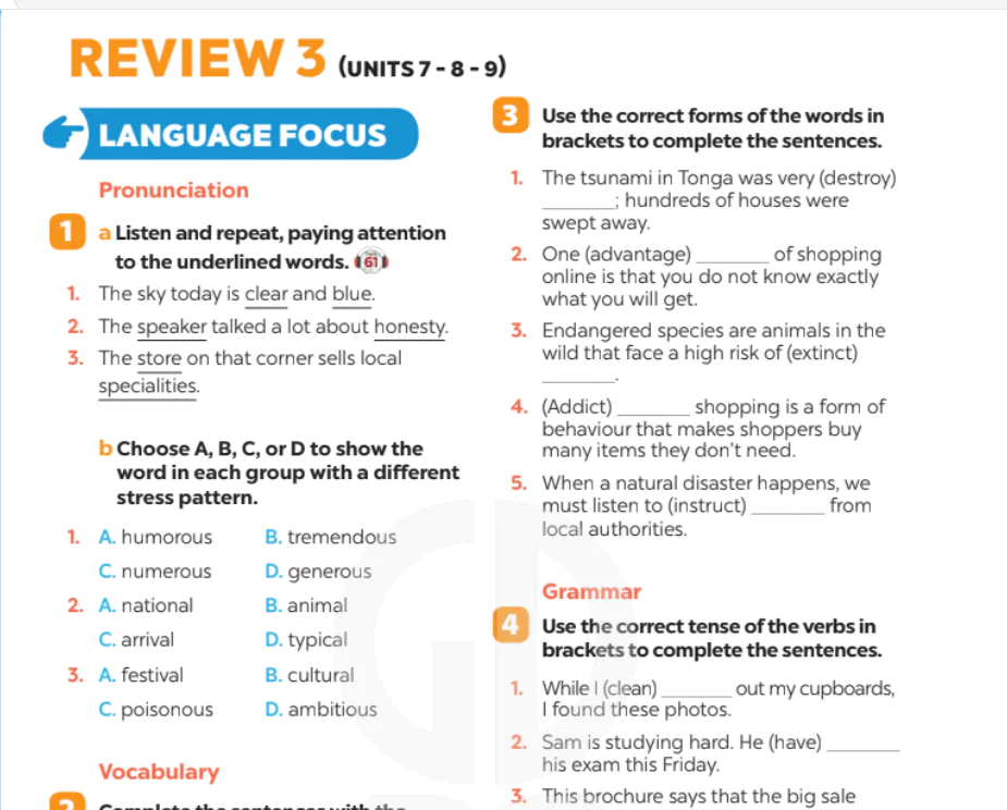 Review 3 (Units 7-8-9)