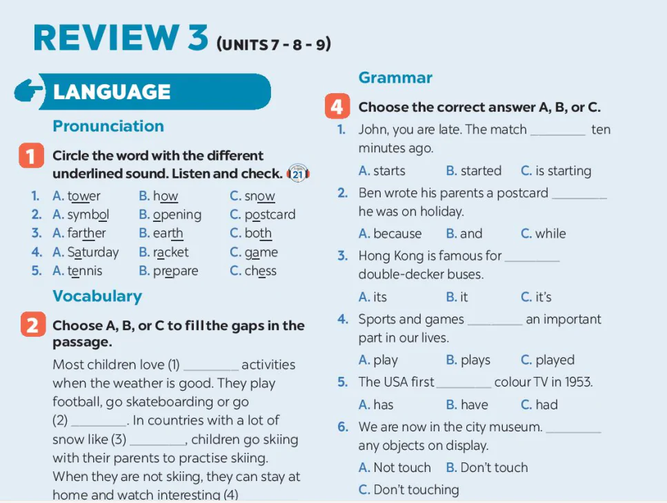 Review 3 (Units 7-8-9)