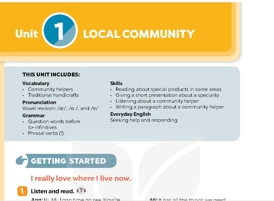 Unit 1: Local community