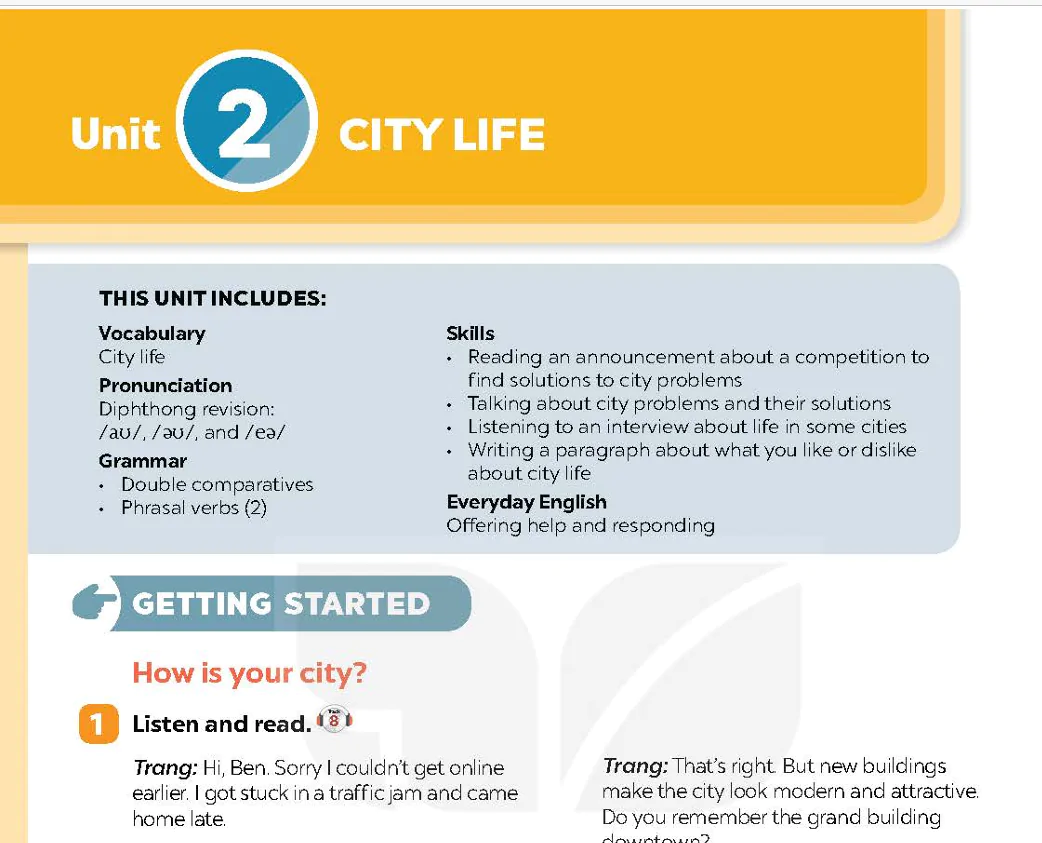 Unit 2: City life