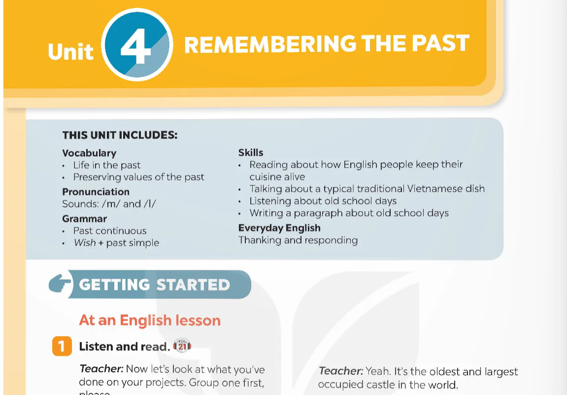 Unit 4: Remembering the past