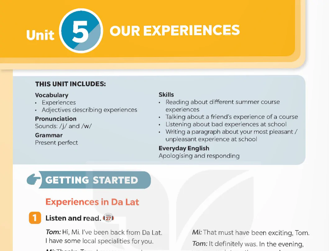 Unit 5: Our experiences