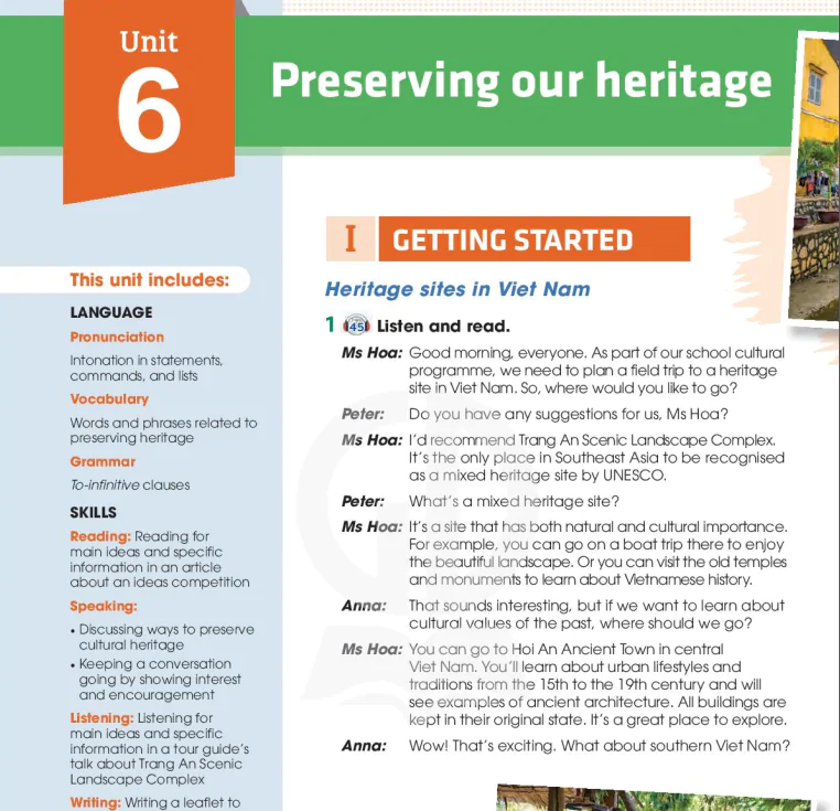 Unit 6: Preserving our heritage 