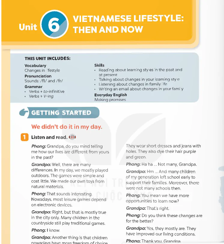 Unit 6: Vietnamese lifestyle: Then and now